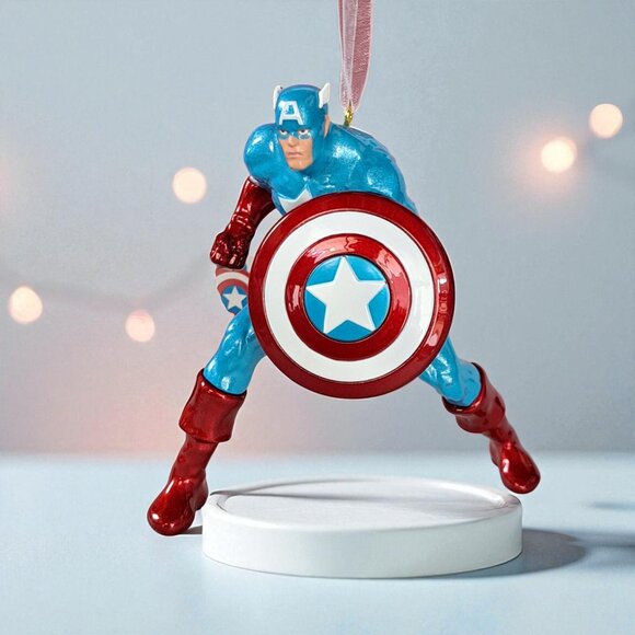 2020 Hallmark Marvel Comics Captain America Premium Metal Ornament IOB w/Price - Picture 6 of 10